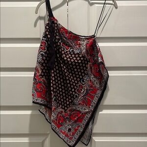 Zara Red and Black Paisley bandana scarf top
